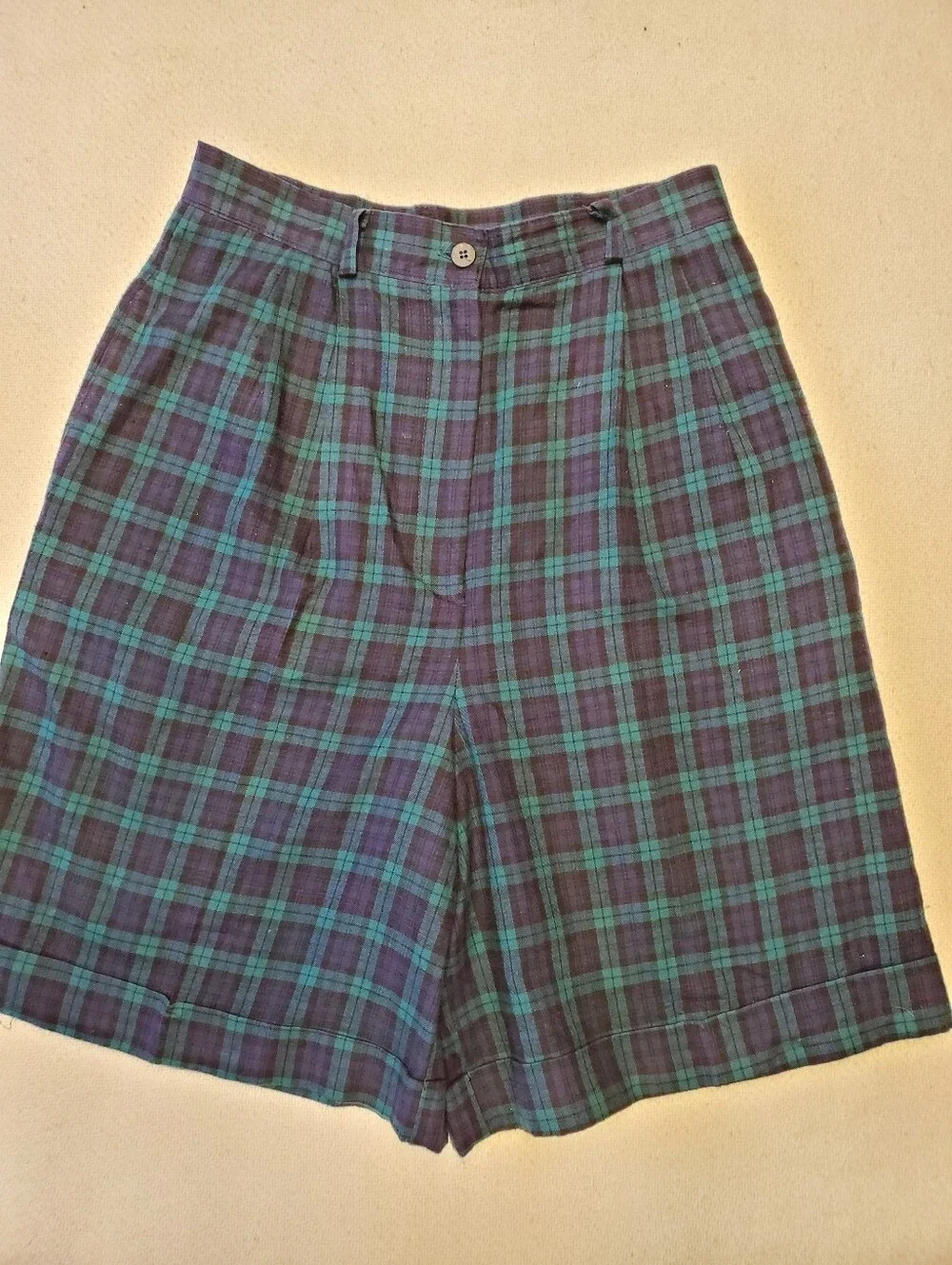 BellePointe Links Wear Plaid Golf Shorts Sz 8 High Waist Pleated USA Made